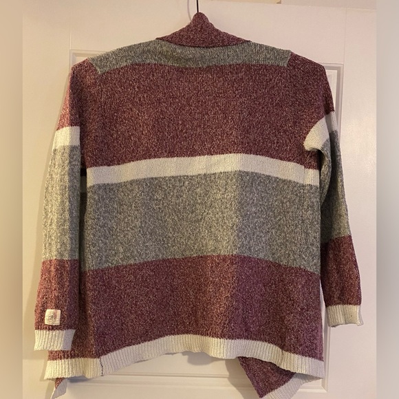 Silver Jeans Co Ladies Medium Grey & Purple Open Front Sweater Cardigan - Picture 2 of 8